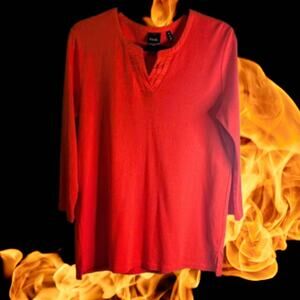 Rafaella Large 3/4 sleeve 100% cotton woman's casual top.
